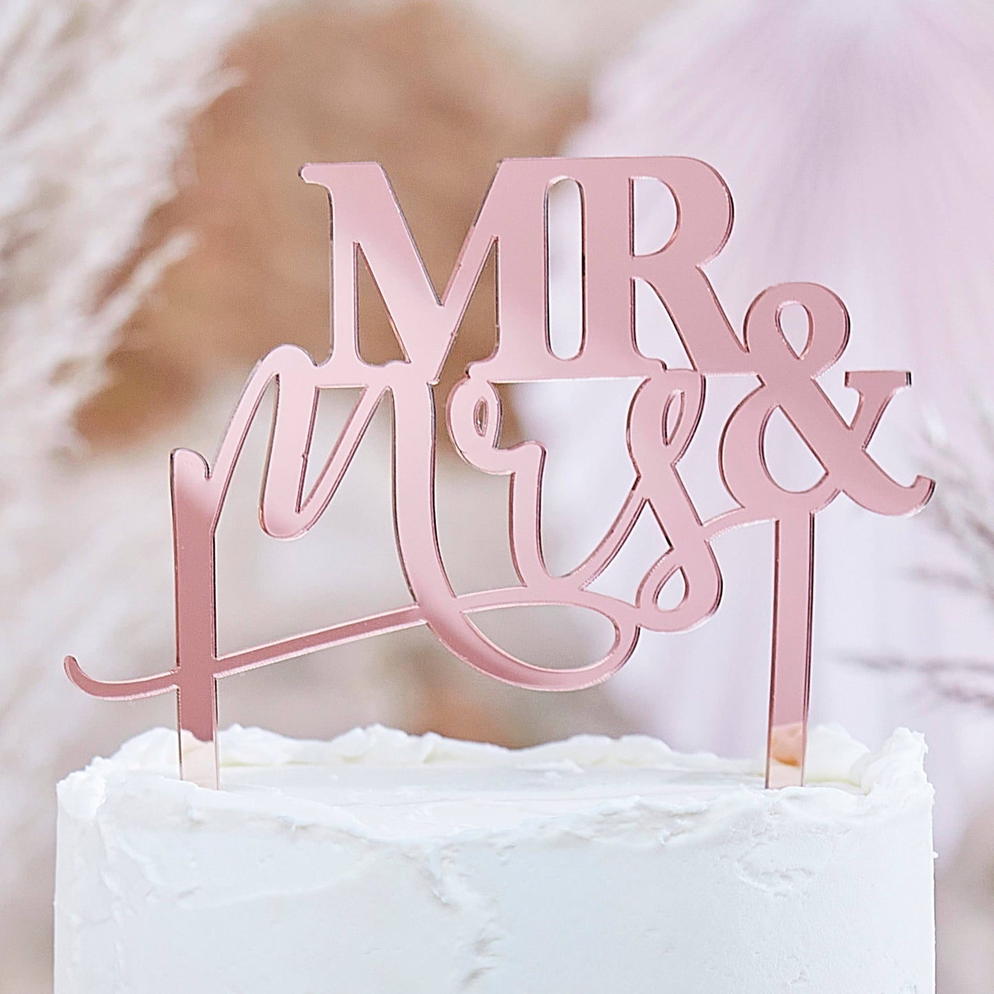 Cake Topper - Mr and Mrs - Rose Gold Acyrlic