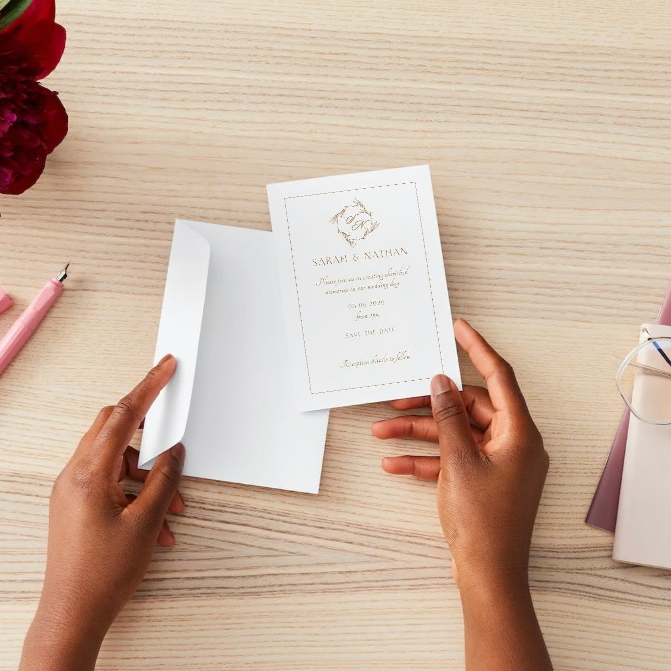 Personalised "Save The Date" Elegant Gold Classic Cards 50