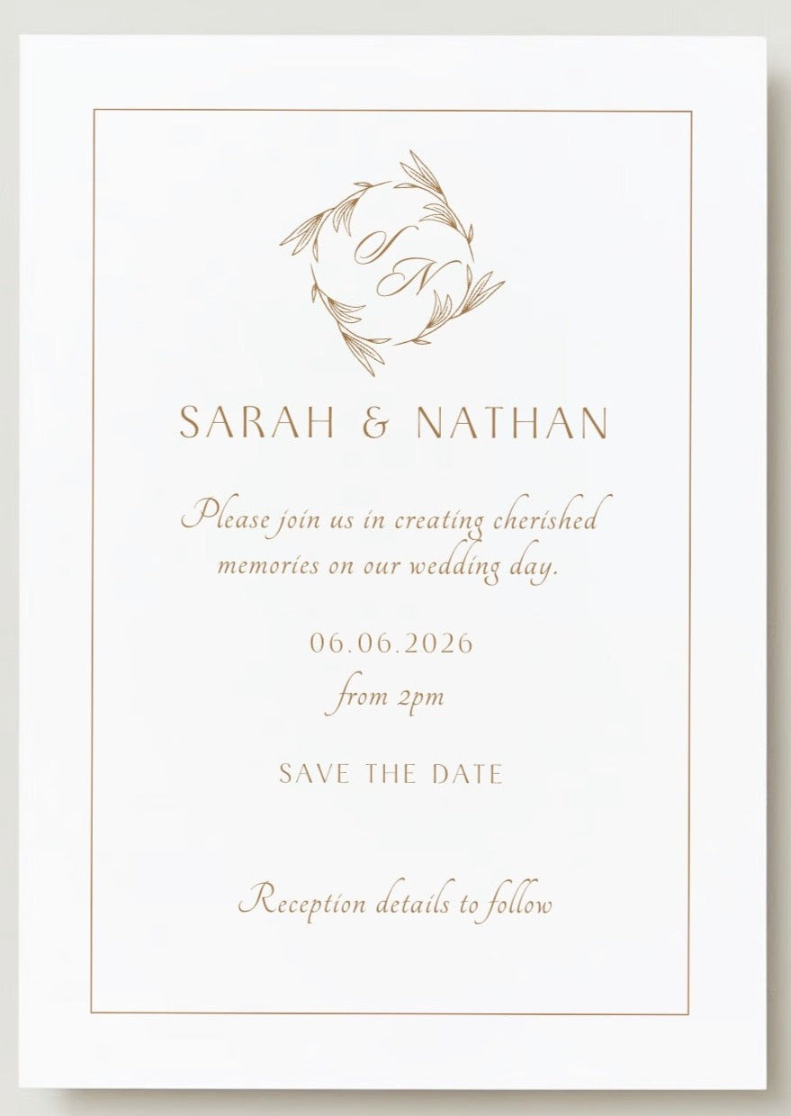Personalised "Save The Date" Elegant Gold Classic Cards 50