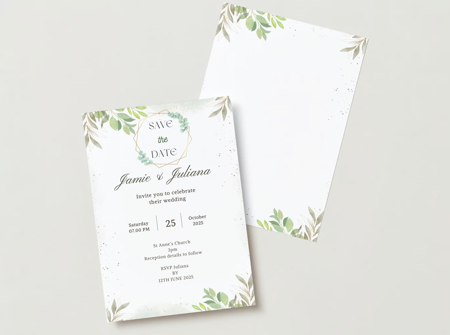 Personalised Floral Green Wedding Invitation