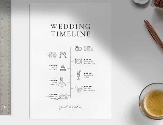 Personalised Order of Events Wedding Timeline