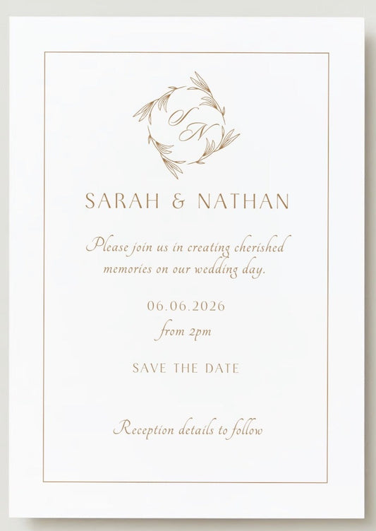 Personalised "Save The Date" Elegant Gold Classic Cards 50