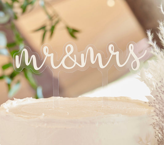 Mr & Mrs Acrylic Wedding Cake Topper