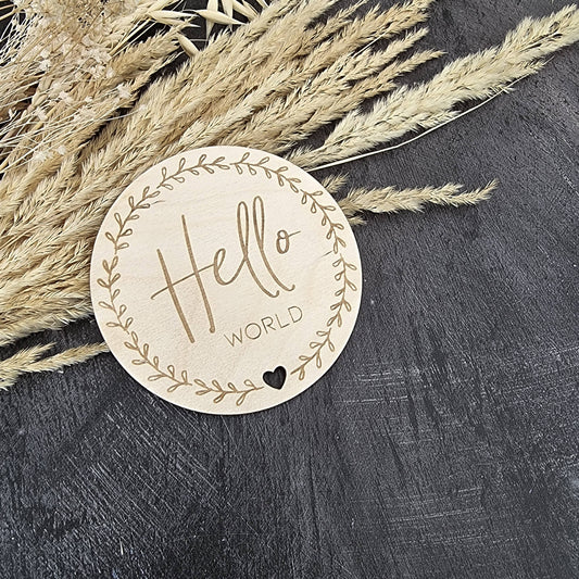 Hello World - Baby Announcement Plaque
